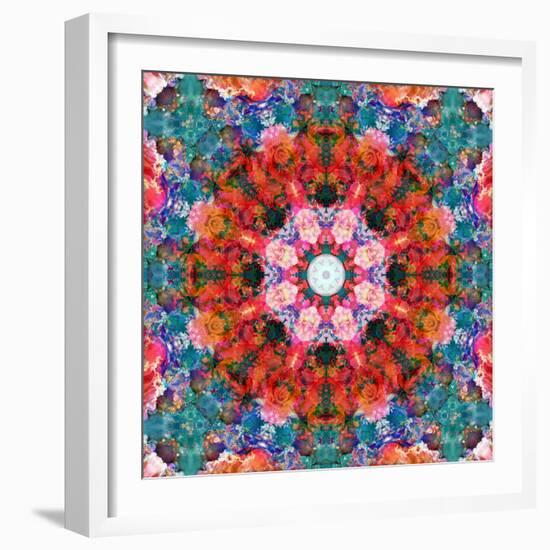 Symmetric Floral Montage with Red Blooming Rose Blossom, Cherry Blossoms and Spring Trees-Alaya Gadeh-Framed Photographic Print