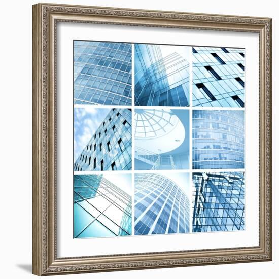 Symmetric Wall of Glass Building in Haze-Vladitto-Framed Art Print