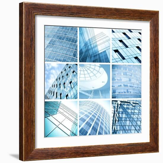 Symmetric Wall of Glass Building in Haze-Vladitto-Framed Art Print