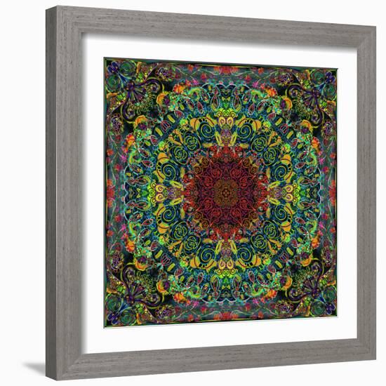 Symmetrical Ornaments, Mandala, Colourful, Hand-Signed-Alaya Gadeh-Framed Photographic Print