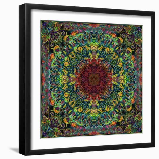 Symmetrical Ornaments, Mandala, Colourful, Hand-Signed-Alaya Gadeh-Framed Photographic Print