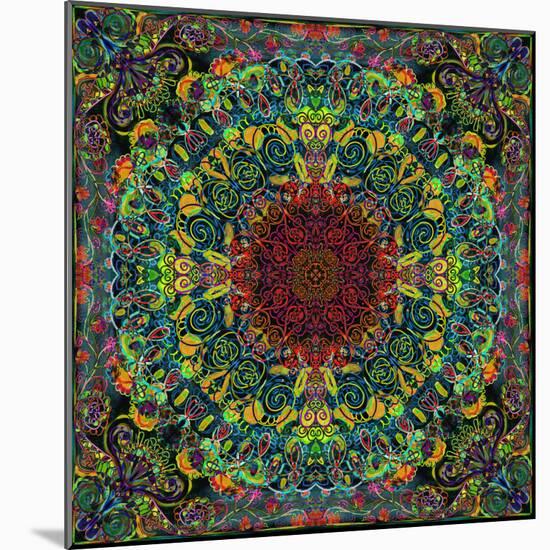 Symmetrical Ornaments, Mandala, Colourful, Hand-Signed-Alaya Gadeh-Mounted Photographic Print