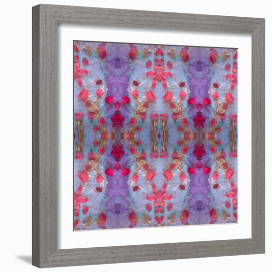 Symmetrical Photomontage of Red Roses and Floral Ornaments-Alaya Gadeh-Framed Photographic Print