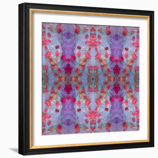 Symmetrical Photomontage of Red Roses and Floral Ornaments-Alaya Gadeh-Framed Photographic Print