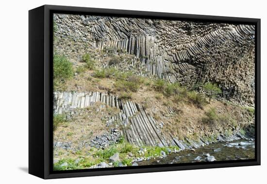 Symphony of Stones, Basalt columns formation along Garni gorge, Kotayk Province, Armenia, Caucasus,-G&M Therin-Weise-Framed Premier Image Canvas