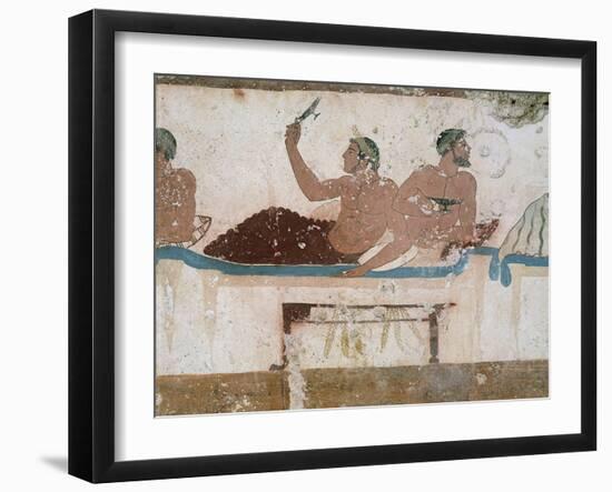 Symposium Scene, Circa 480-490 BC, Decorative Fresco from South Wall of Tomb of Diver at Paestum-null-Framed Giclee Print