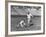 Syracuse Football Player Chuck Zimmerman Holding the Ball to Be Kicked by Teammate Jim Brown-Peter Stackpole-Framed Premium Photographic Print