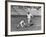Syracuse Football Player Chuck Zimmerman Holding the Ball to Be Kicked by Teammate Jim Brown-Peter Stackpole-Framed Premium Photographic Print