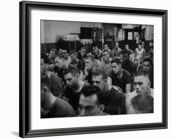 Syracuse Football Player Jim Brown Sitting with His Teammates-Peter Stackpole-Framed Premium Photographic Print