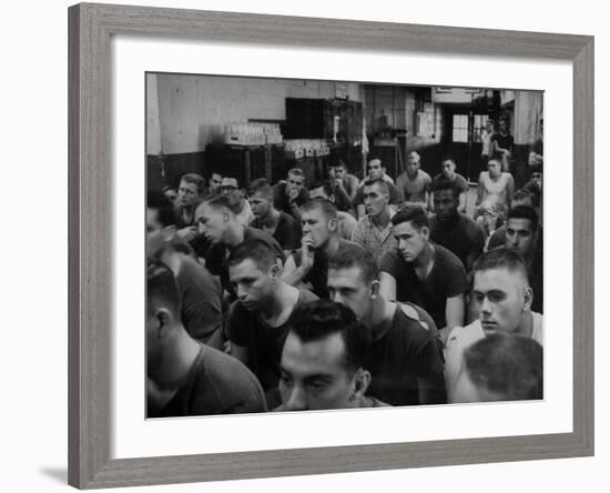 Syracuse Football Player Jim Brown Sitting with His Teammates-Peter Stackpole-Framed Premium Photographic Print