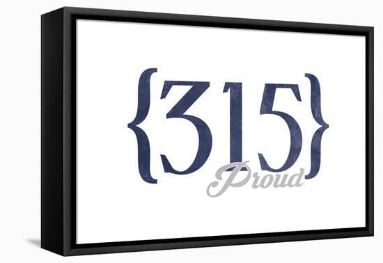 Syracuse, New York - 315 Area Code (Blue)-Lantern Press-Framed Stretched Canvas