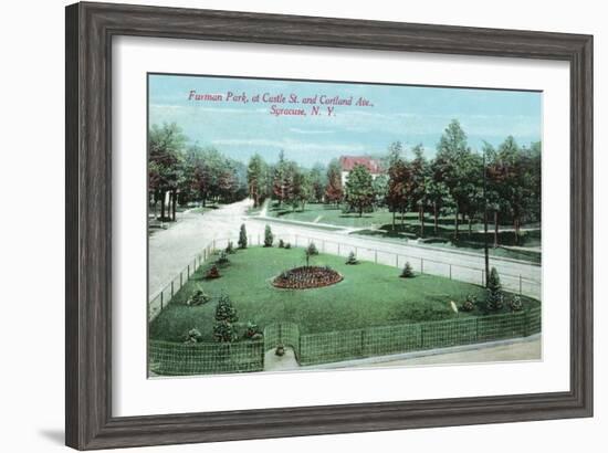 Syracuse, New York - Castle St and Cortland Ave View of Furman Park-Lantern Press-Framed Art Print