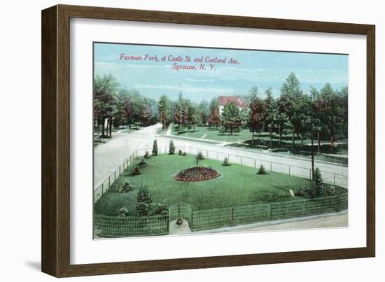 Syracuse, New York - Castle St and Cortland Ave View of Furman Park-Lantern Press-Framed Art Print