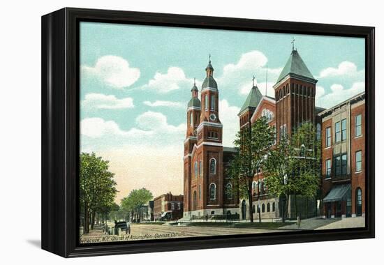 Syracuse, New York - Church of the Assumption Exterior View-Lantern Press-Framed Stretched Canvas