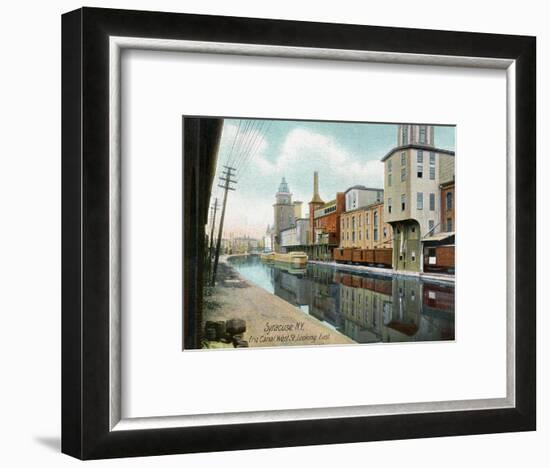 Syracuse, New York, Eastern View down West Street on the Erie Canal-Lantern Press-Framed Art Print