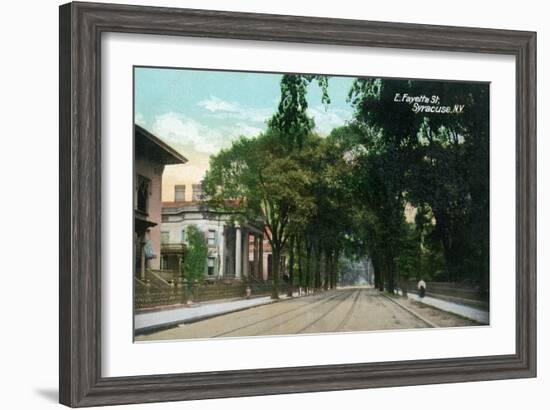 Syracuse, New York - Eastern View Up Fayette Street-Lantern Press-Framed Art Print