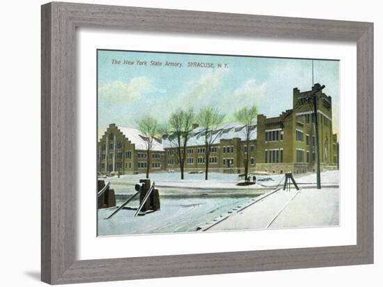 Syracuse, New York - NY State Armory Exterior View-Lantern Press-Framed Art Print