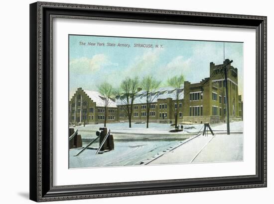 Syracuse, New York - NY State Armory Exterior View-Lantern Press-Framed Art Print