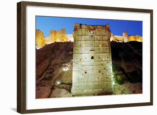 Syria, Aleppo, Citadel Illuminated at Dusk-null-Framed Giclee Print