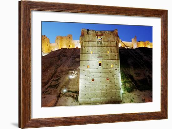 Syria, Aleppo, Citadel Illuminated at Dusk-null-Framed Giclee Print