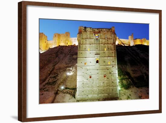 Syria, Aleppo, Citadel Illuminated at Dusk-null-Framed Giclee Print