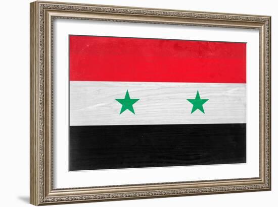 Syria Flag Design with Wood Patterning - Flags of the World Series-Philippe Hugonnard-Framed Art Print