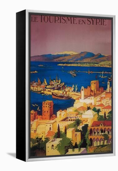 Syria - French Travel Poster, Touring in Syria-Lantern Press-Framed Stretched Canvas