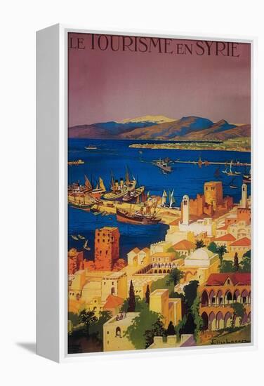 Syria - French Travel Poster, Touring in Syria-Lantern Press-Framed Stretched Canvas