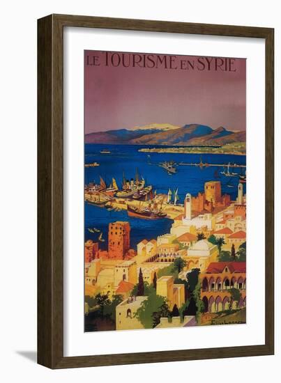 Syria - French Travel Poster, Touring in Syria-Lantern Press-Framed Premium Giclee Print