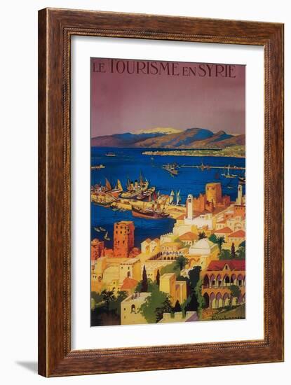 Syria - French Travel Poster, Touring in Syria-Lantern Press-Framed Premium Giclee Print