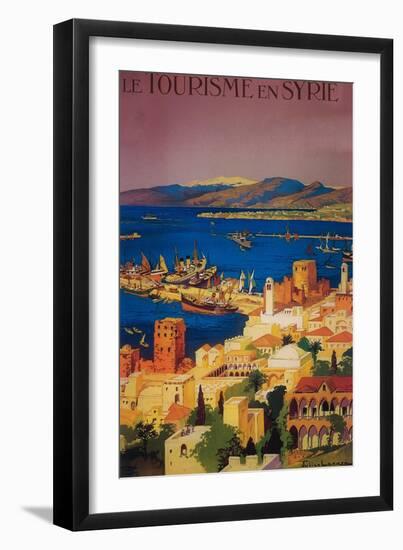 Syria - French Travel Poster, Touring in Syria-Lantern Press-Framed Premium Giclee Print