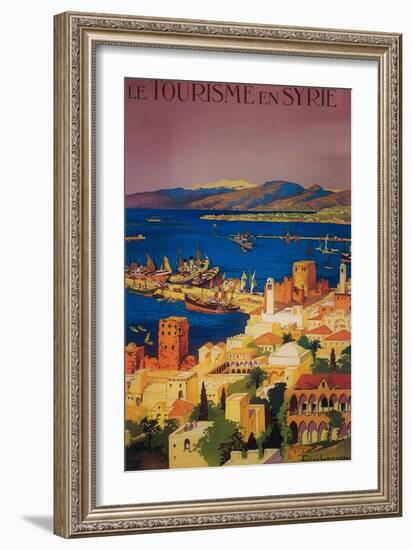 Syria - French Travel Poster, Touring in Syria-Lantern Press-Framed Art Print