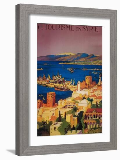 Syria - French Travel Poster, Touring in Syria-Lantern Press-Framed Art Print