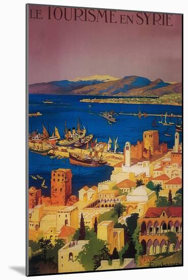 Syria - French Travel Poster, Touring in Syria-Lantern Press-Mounted Art Print