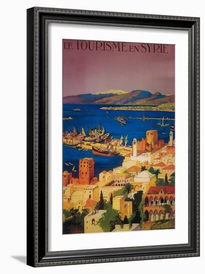 Syria - French Travel Poster, Touring in Syria-Lantern Press-Framed Art Print