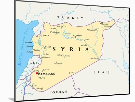 Syria Political Map-Peter Hermes Furian-Mounted Art Print