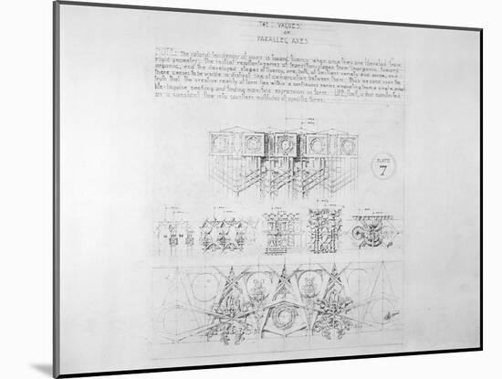 System of Architectural Ornament: Plate 7, the Values of Parallel Axes, 1922-23-Louis Sullivan-Mounted Giclee Print