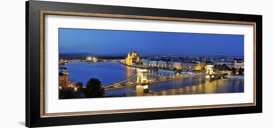 Szechenyi Chain Bridge and the Parliament at Twilight, Budapest, Hungary-Mauricio Abreu-Framed Photographic Print