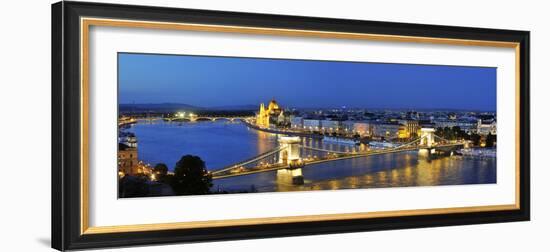 Szechenyi Chain Bridge and the Parliament at Twilight, Budapest, Hungary-Mauricio Abreu-Framed Photographic Print