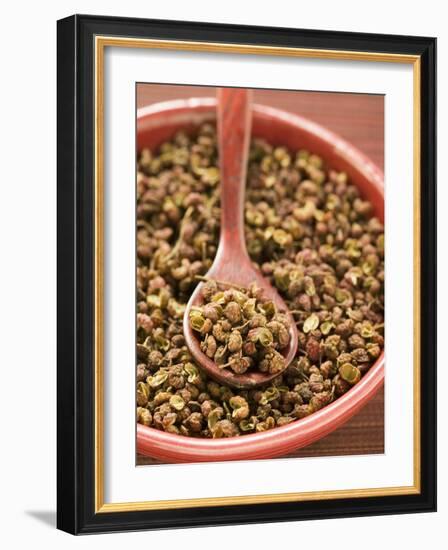 Szechuan Pepper in Bowl with Spoon-null-Framed Photographic Print