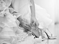 The Bride is Putting on Her Shoes for the Wedding Day-szefei-Photographic Print