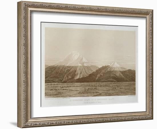 T.1593 Mt. Chimborazo and Mt. Carguairazo, Drawn by Hildebrandt after a Sketch by Humboldt,…-Friedrich Alexander, Baron Von Humboldt-Framed Giclee Print