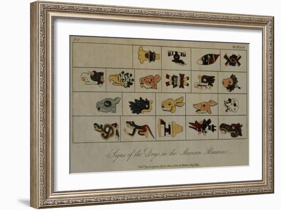 T.1602 Signs of the Days in the Mexican Almanac, from Vol II of 'Researches Concerning the…-Friedrich Alexander, Baron Von Humboldt-Framed Giclee Print