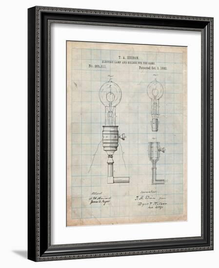 T. A. Edison Light Bulb and Holder Patent Art-Cole Borders-Framed Art Print