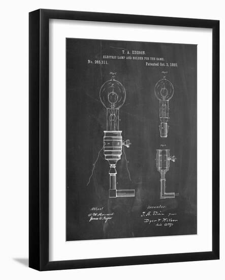 T. A. Edison Light Bulb and Holder Patent Art-Cole Borders-Framed Art Print