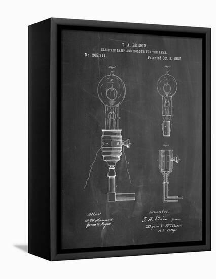 T. A. Edison Light Bulb and Holder Patent Art-Cole Borders-Framed Stretched Canvas