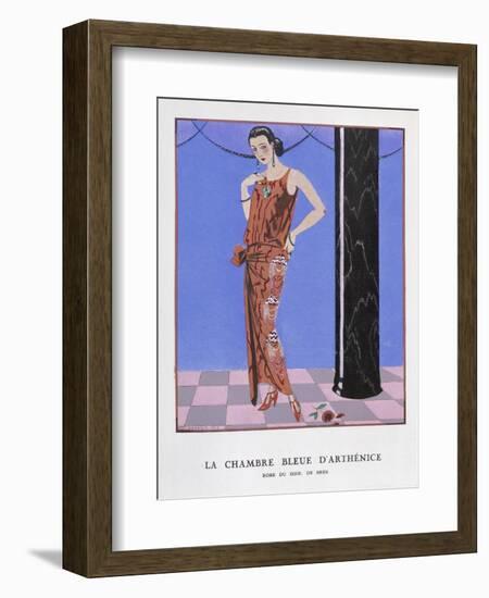 T-Bar Shoes and a Sleeveless Drop-Waist Dress with Sash Tie-Georges Barbier-Framed Art Print