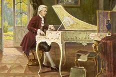 Wolfgang Amadeus Mozart the Austrian Composer Playing an Ornate Harpsichord-T. Beck-Laminated Photographic Print