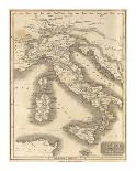 Map of Italy with the Alpine Country-T. Clerk-Premium Giclee Print