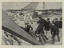 The America Cup, Aboard the Columbia, Hoisting the Club-Topsail-T. Dart Walker-Giclee Print